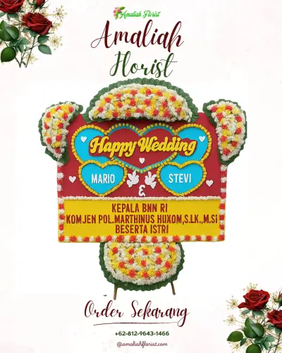 Karangan Papan Bunga Pernikahan di Sindanghayu